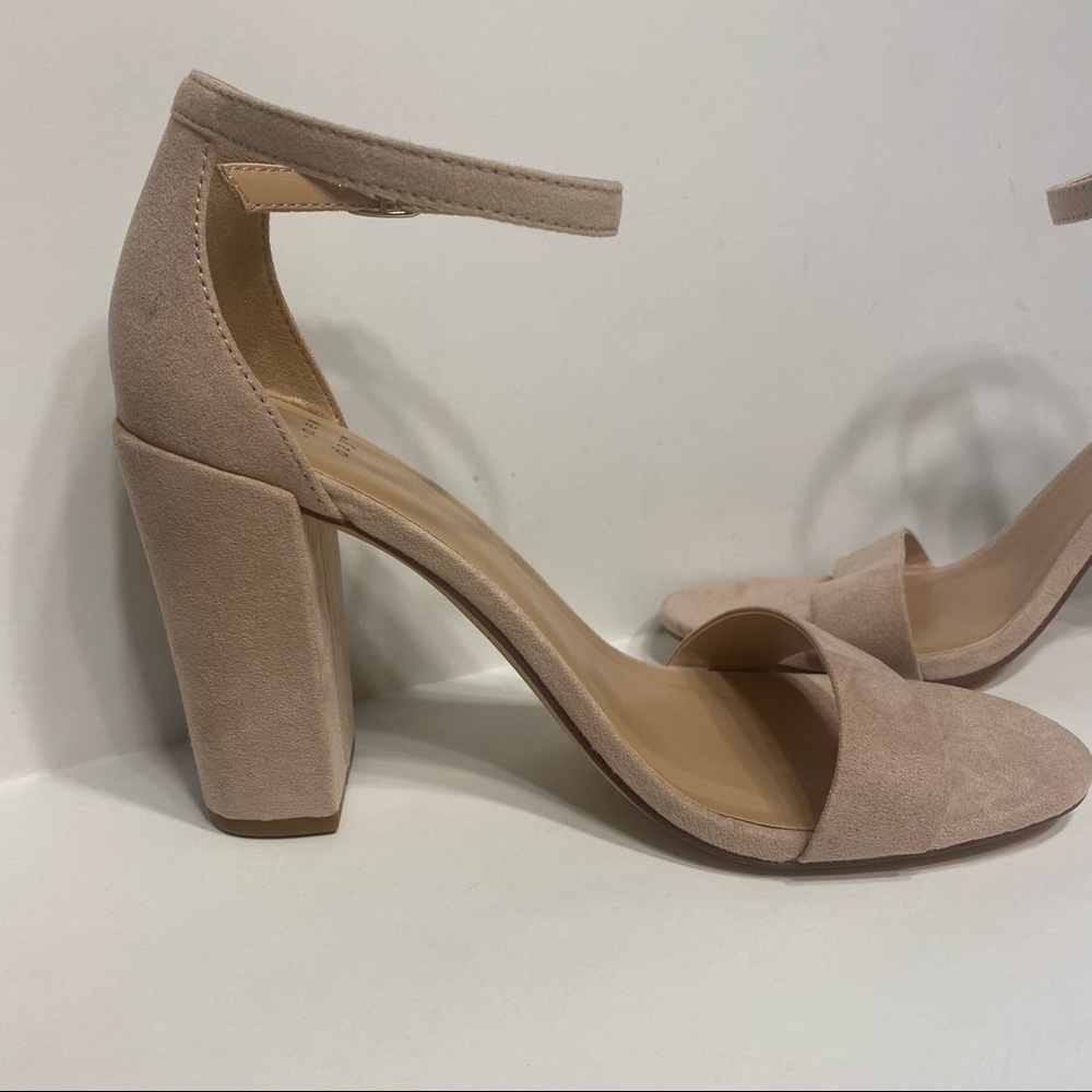 NWT A New Day Blush Suede Heels Sandals Buckle Strap Womens Formal Dressy - Picture 5 of 7